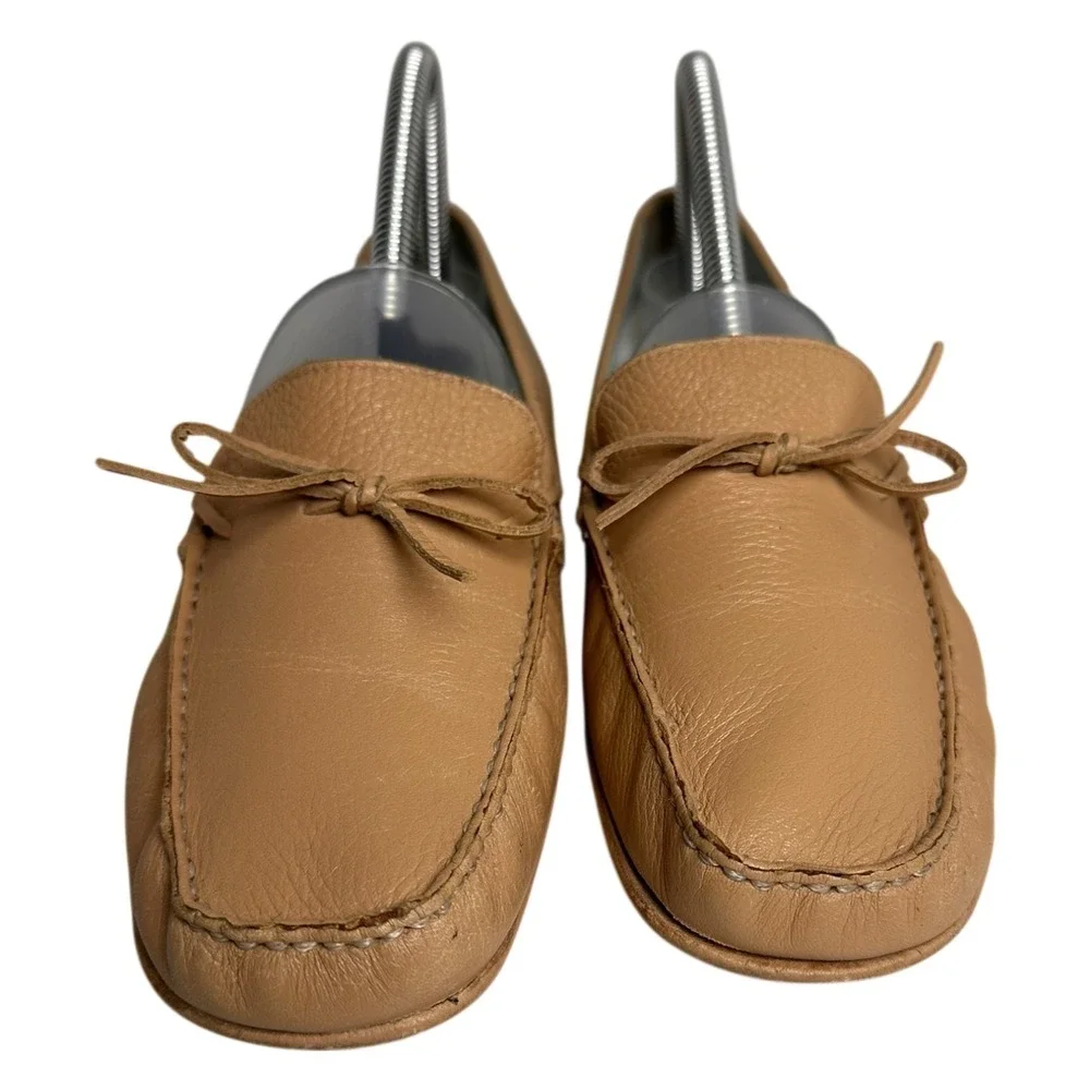 Antonio Melani Stockton Cocoa‎ Creme Leather Driving Loafers Sz 8 Preppy Comfort